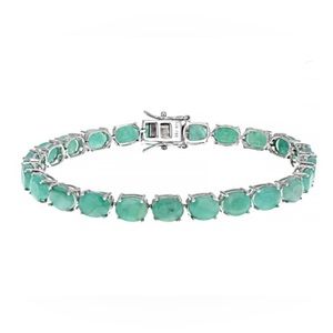 Green Emerald Sterling Silver Bracelet 24.27ctw